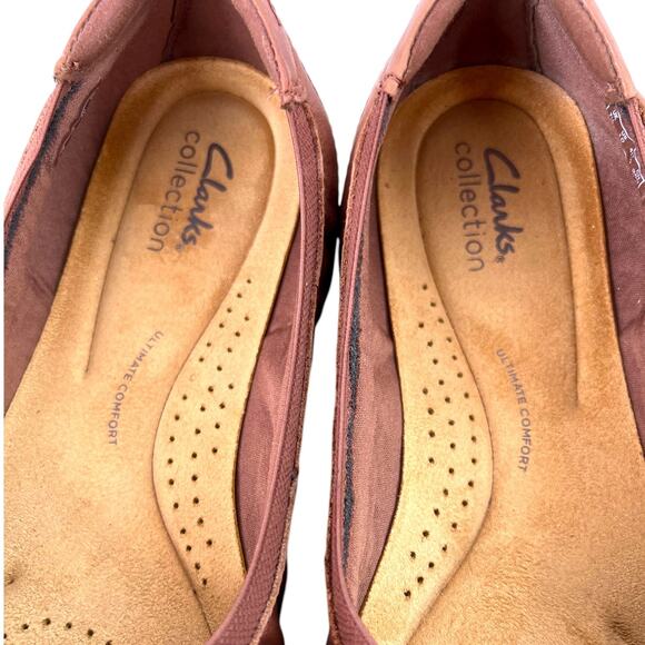 CLARKS Meadow Rae Knot-Trim Comfort Ballerina Flats Slip-On in Brown Leather 10W - Picture 12 of 13